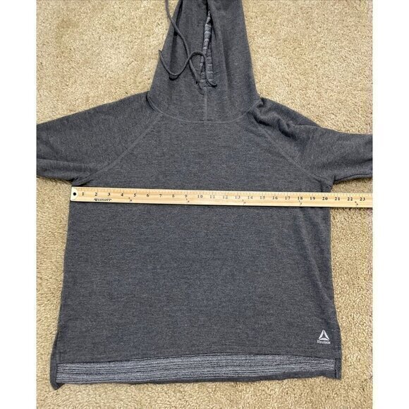 Reebok Hoodie Sweatshirt Thumb Holes Gray Pullover Top SizeM - Picture 5 of 8